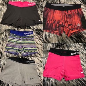 Size small Adidas and Nike pro spandex shorts